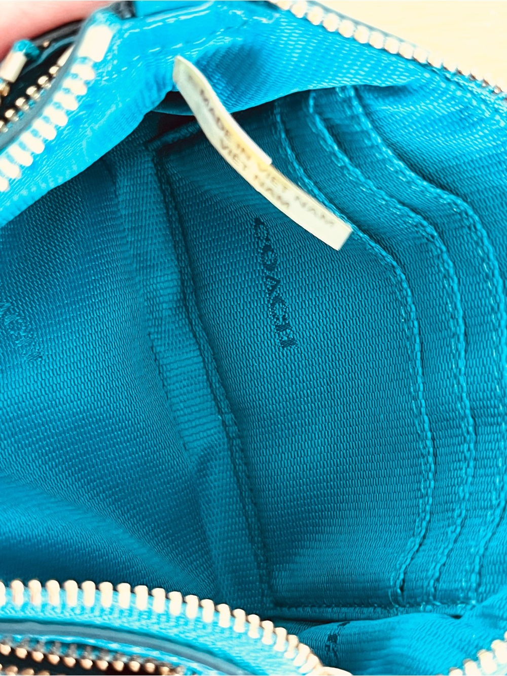 Coach Teal Leather Wristlet Pouch - Picture 3 of 5